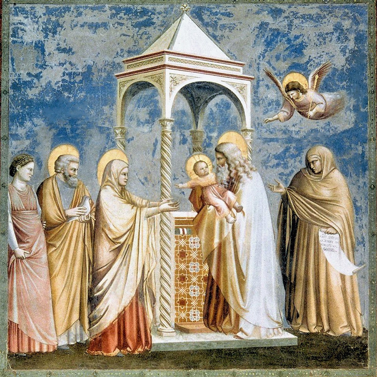 01 Giotto di Bondone. Entrance of Our Lord Christ into the Temple. Cappella Scrovegni a Padova. Padova ITALY. 1305