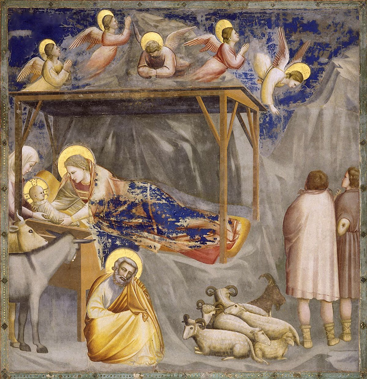 01 Giotto di Bondone. Nativity of Our Lord Christ. Cappella Scrovegni a Padova. Padova ITALY. 1305