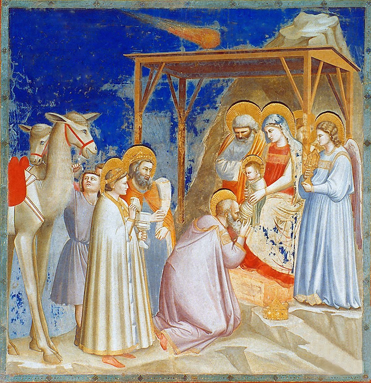 01 Giotto di Bondone. The Adoration of the Magi. Cappella Scrovegni a Padova. Padova ITALY. 1305
