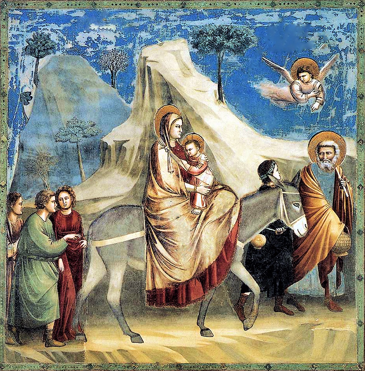 01 Giotto di Bondone. The Flight into Egypt. Cappella Scrovegni a Padova. Padova ITALY. 1305